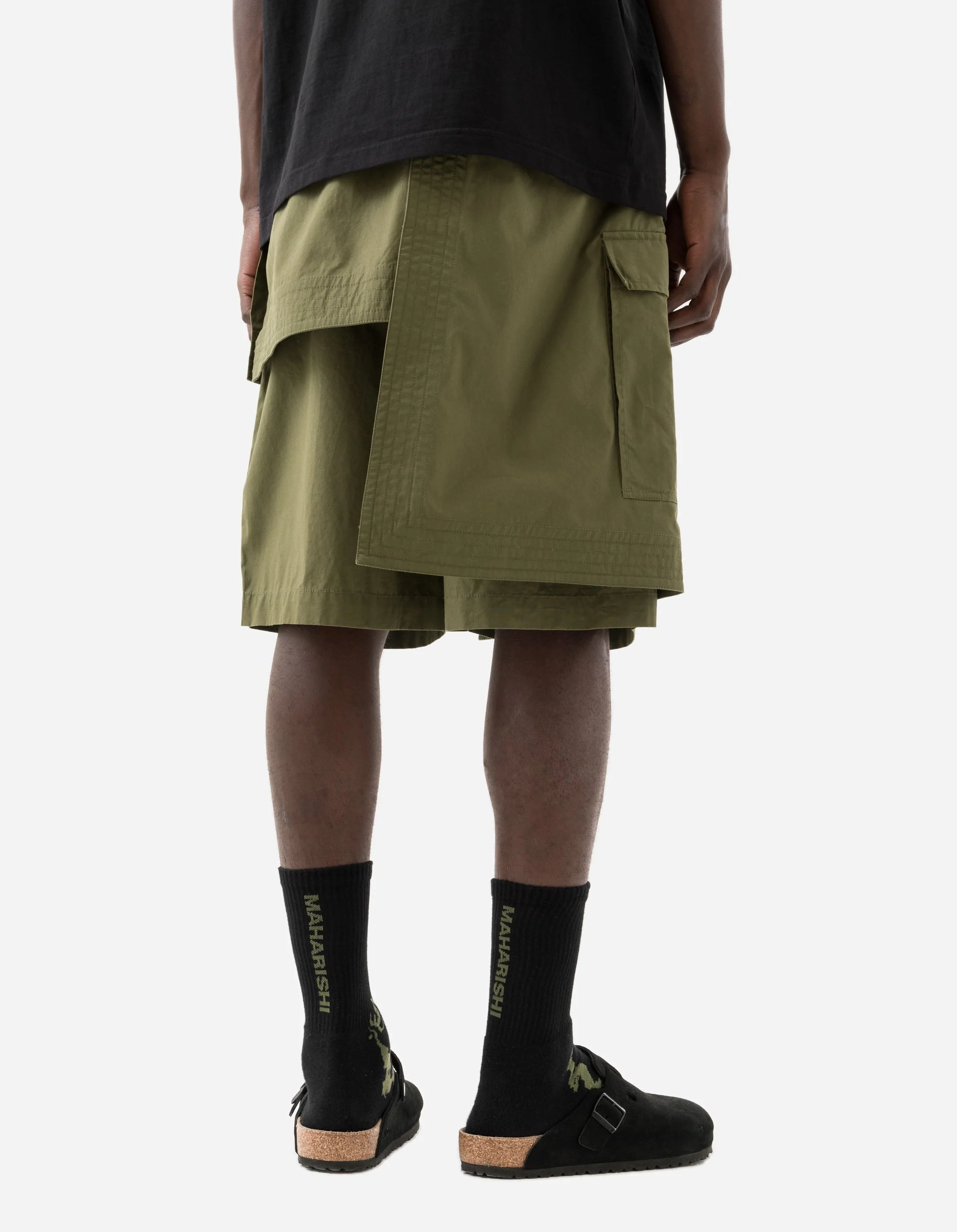 6056 Asym Hakama Shorts Olive OG-107F - Image 4