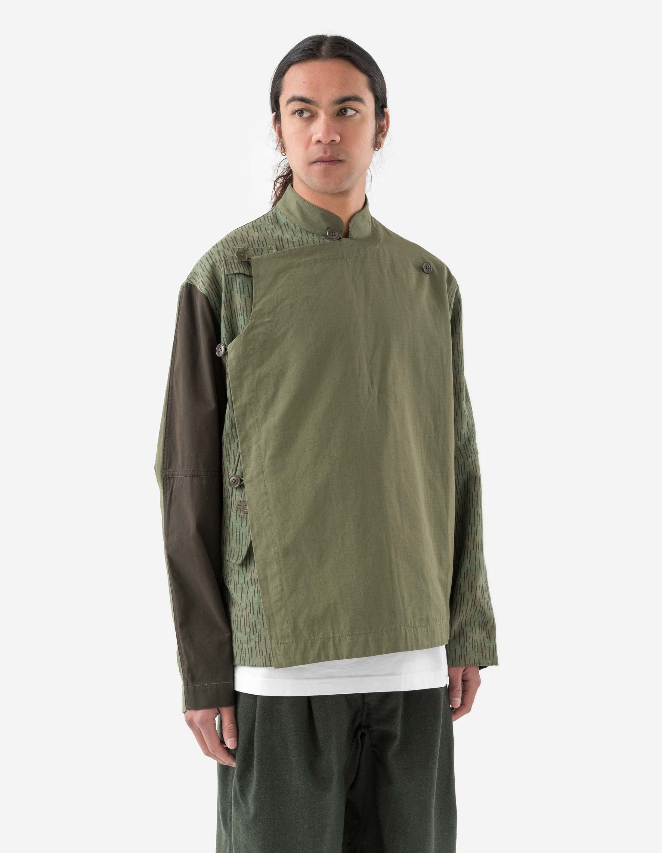 6084 Upcycled Monk Shirt Olive - Image 3
