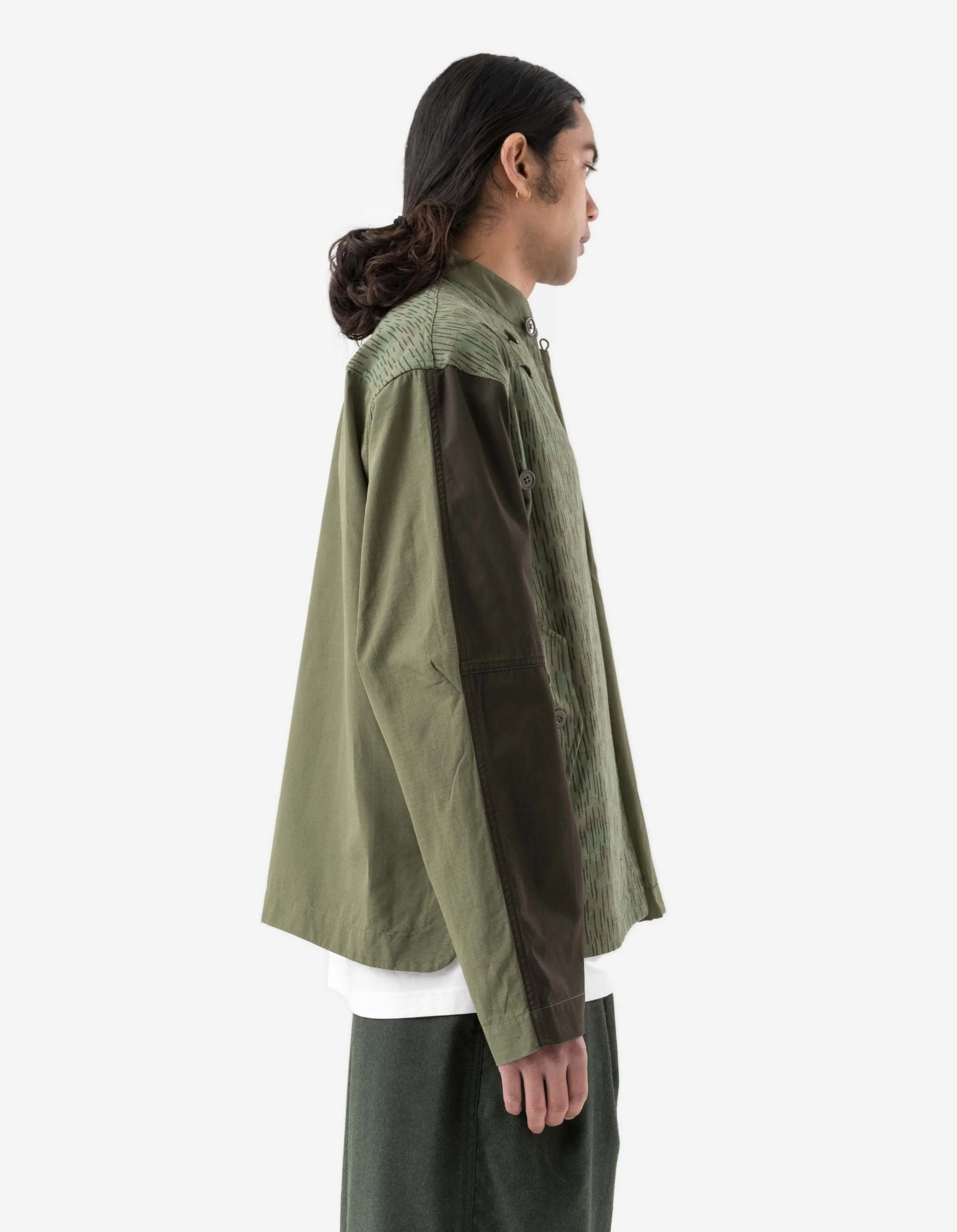 6084 Upcycled Monk Shirt Olive - Image 4