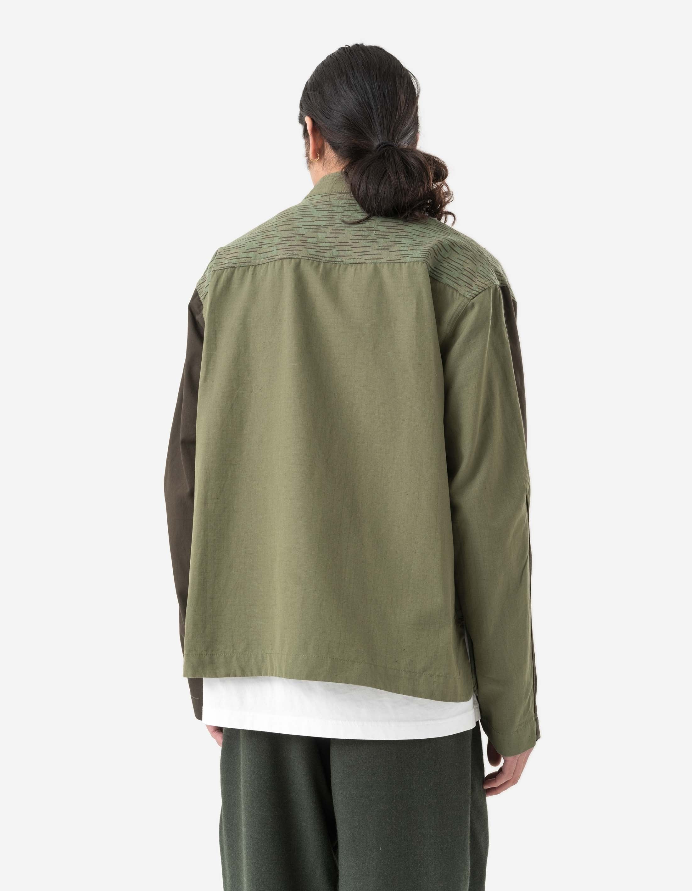 6084 Upcycled Monk Shirt Olive - Image 5