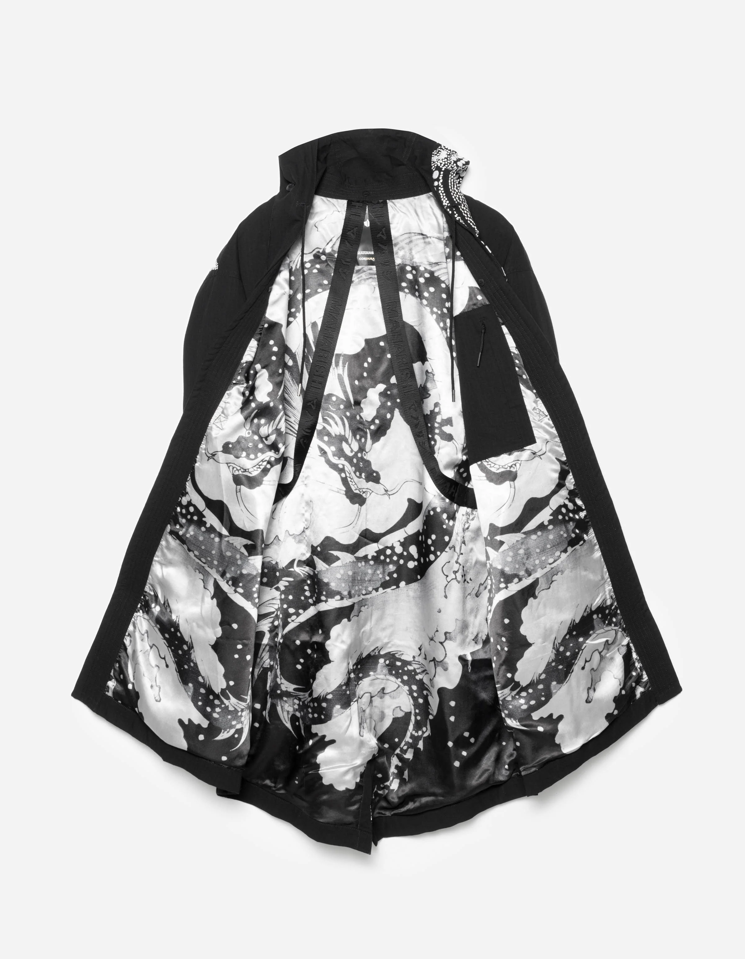 6123 Fubuki Dragon Embroidered Kimono Parka Black - Image 14