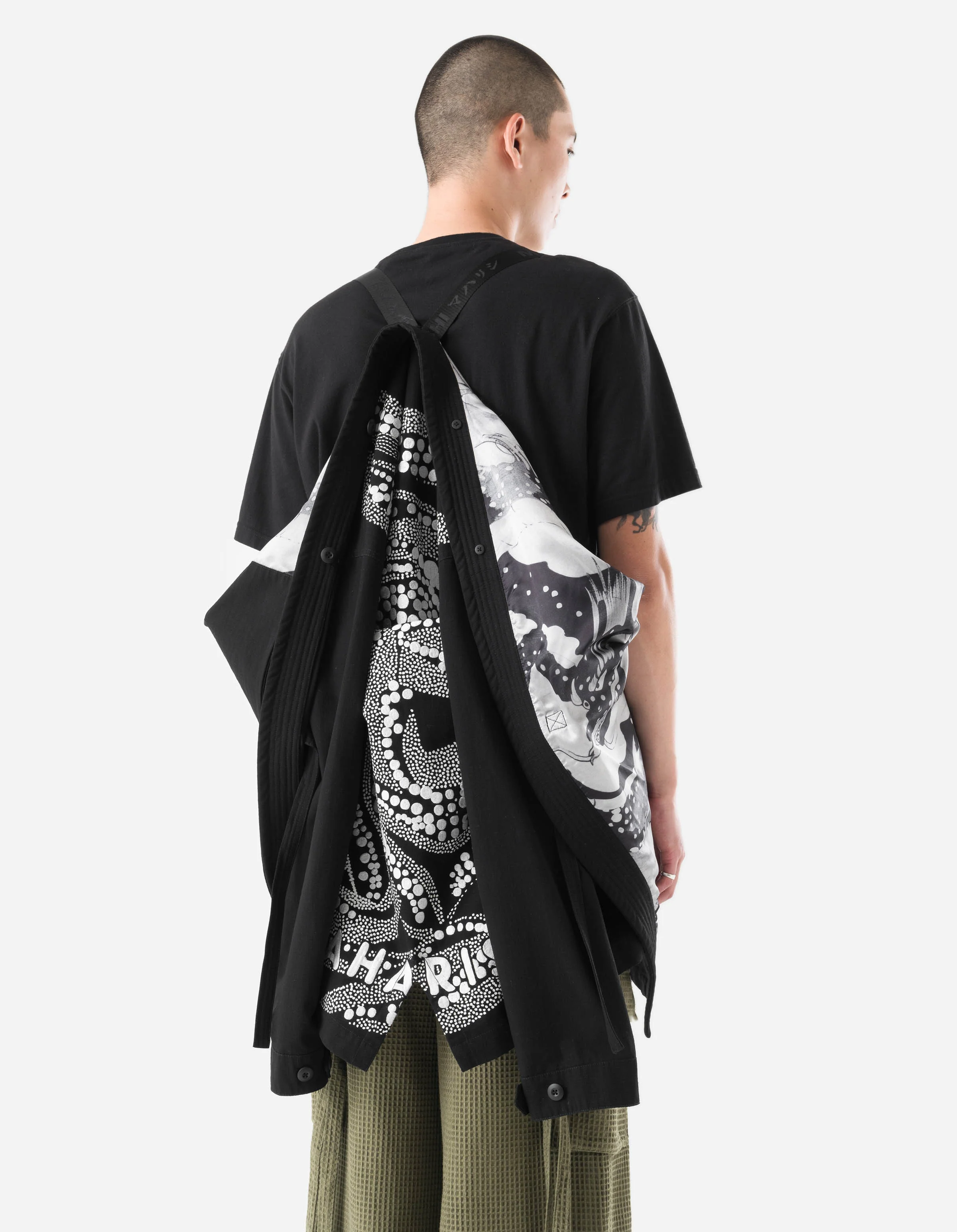 6123 Fubuki Dragon Embroidered Kimono Parka Black - Image 5