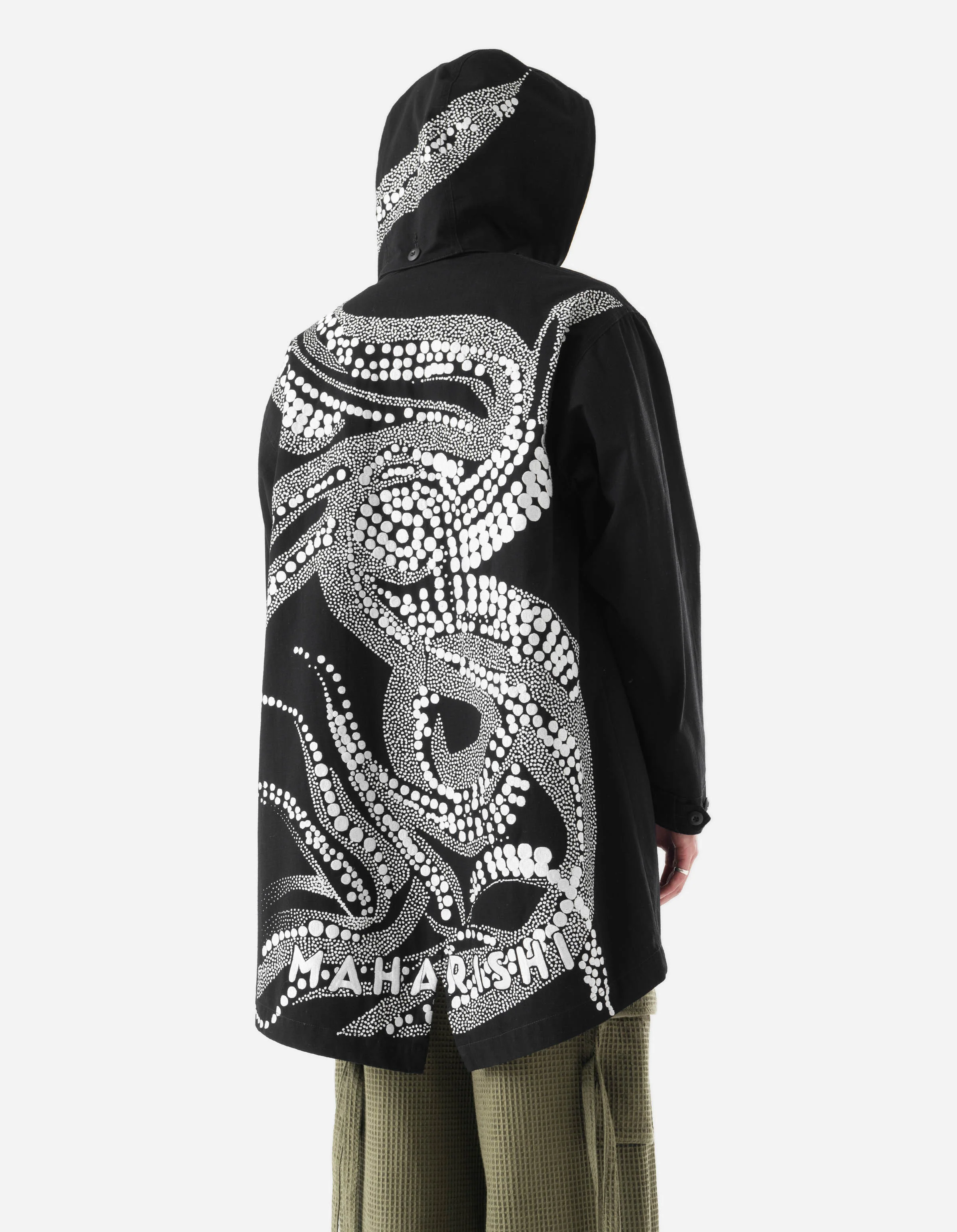 6123 Fubuki Dragon Embroidered Kimono Parka Black - Image 7