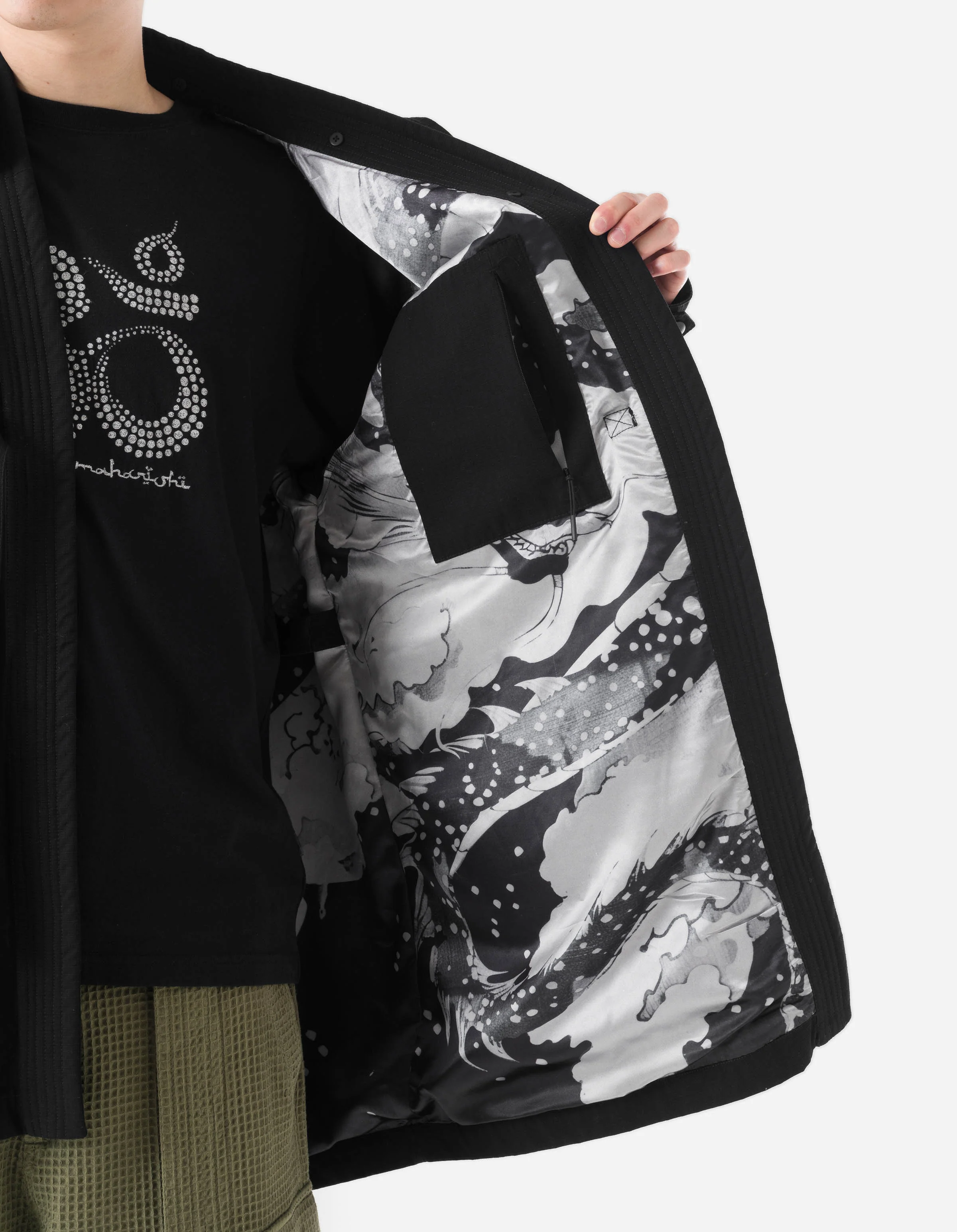 6123 Fubuki Dragon Embroidered Kimono Parka Black - Image 9