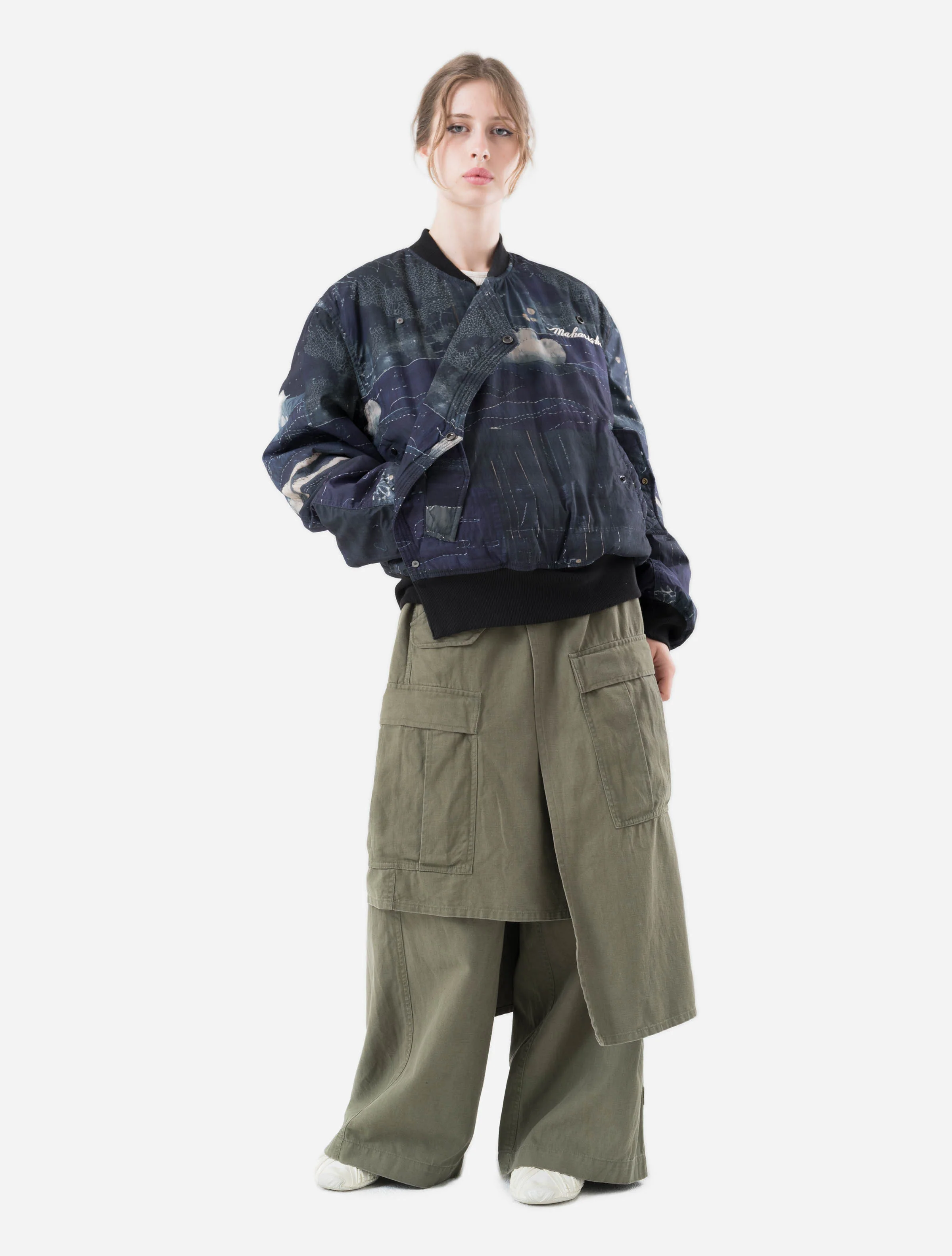 6227 Boro Crane Monk MA1 Embroidered Jacket Indigo - Image 12