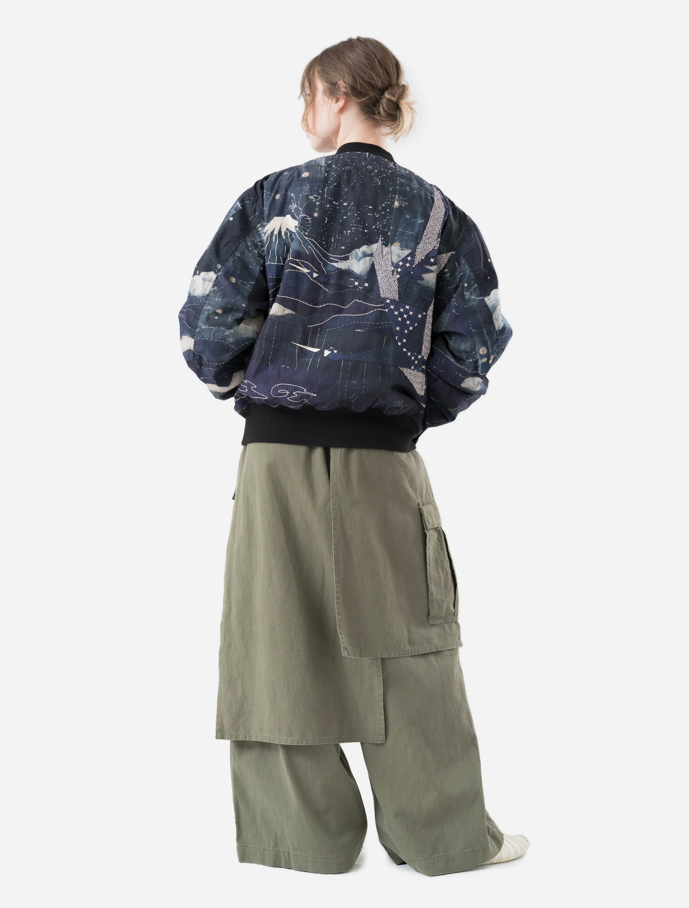 6227 Boro Crane Monk MA1 Embroidered Jacket Indigo - Image 14