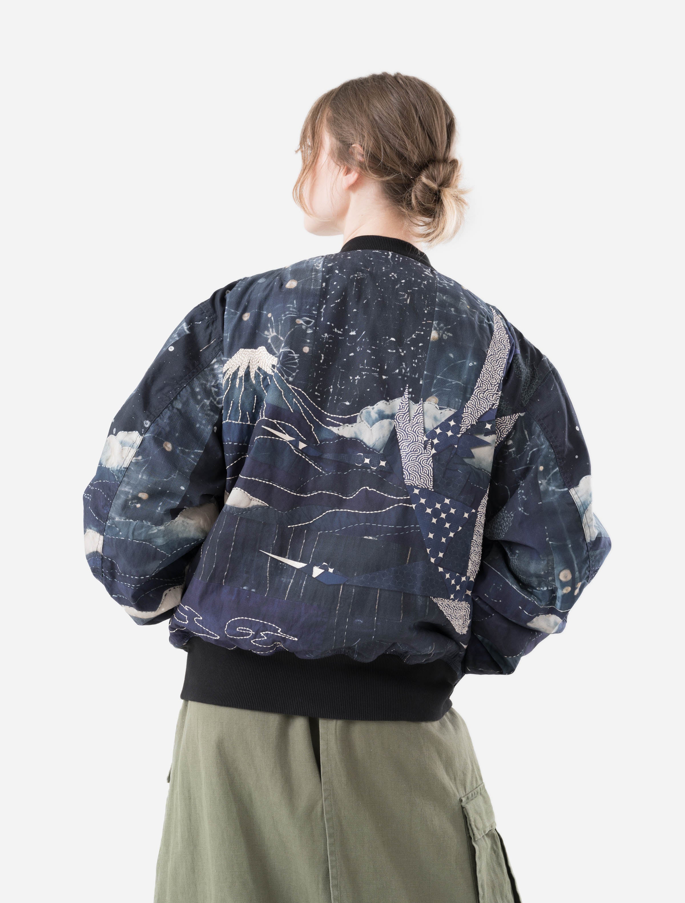 6227 Boro Crane Monk MA1 Embroidered Jacket Indigo - Image 15