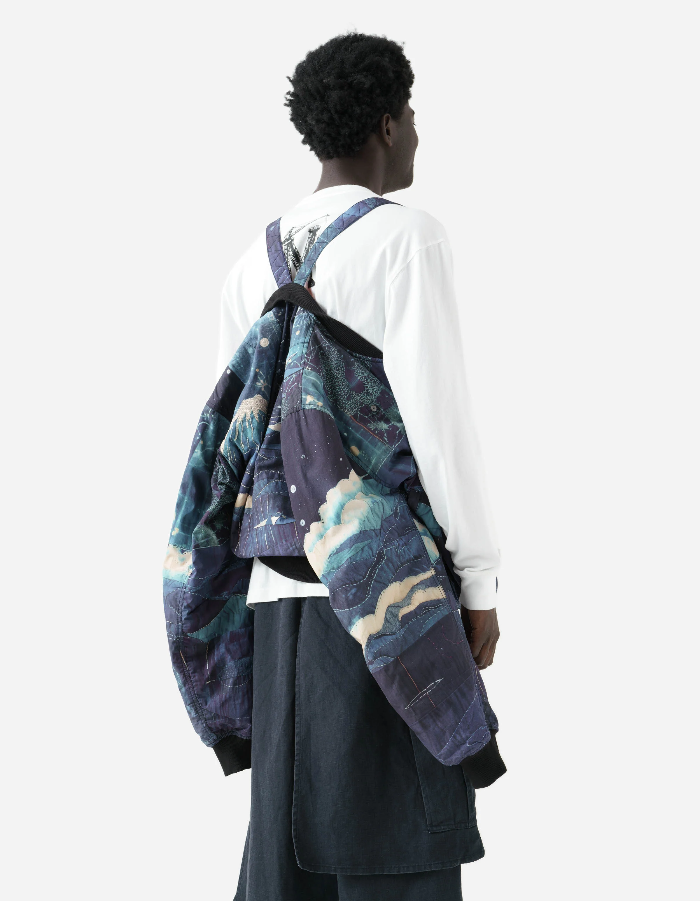 6227 Boro Crane Monk MA1 Embroidered Jacket Indigo - Image 4