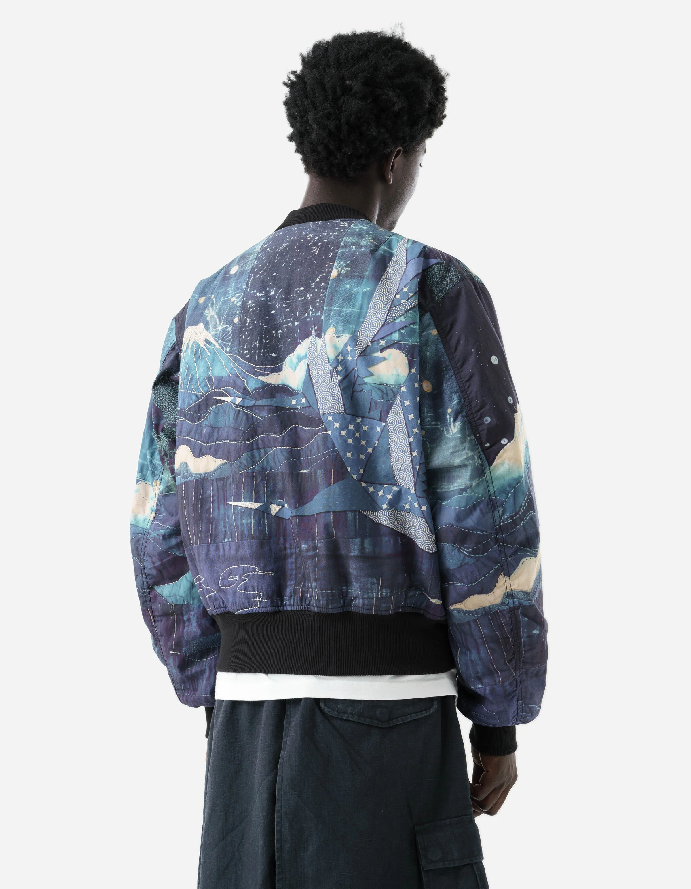 6227 Boro Crane Monk MA1 Embroidered Jacket Indigo - Image 6