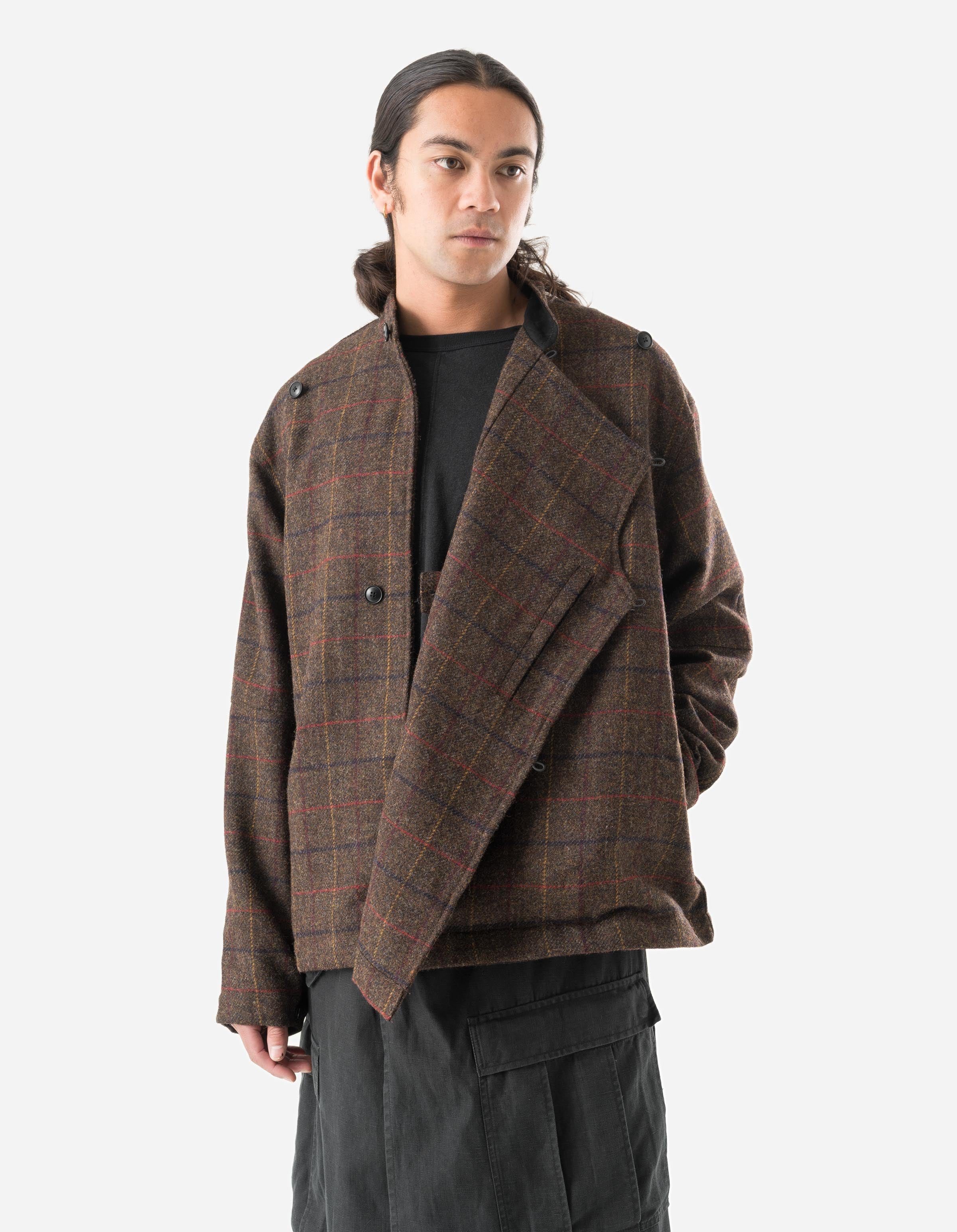 7114 Wool Asym Monk L/S Shirt Brown - Image 4