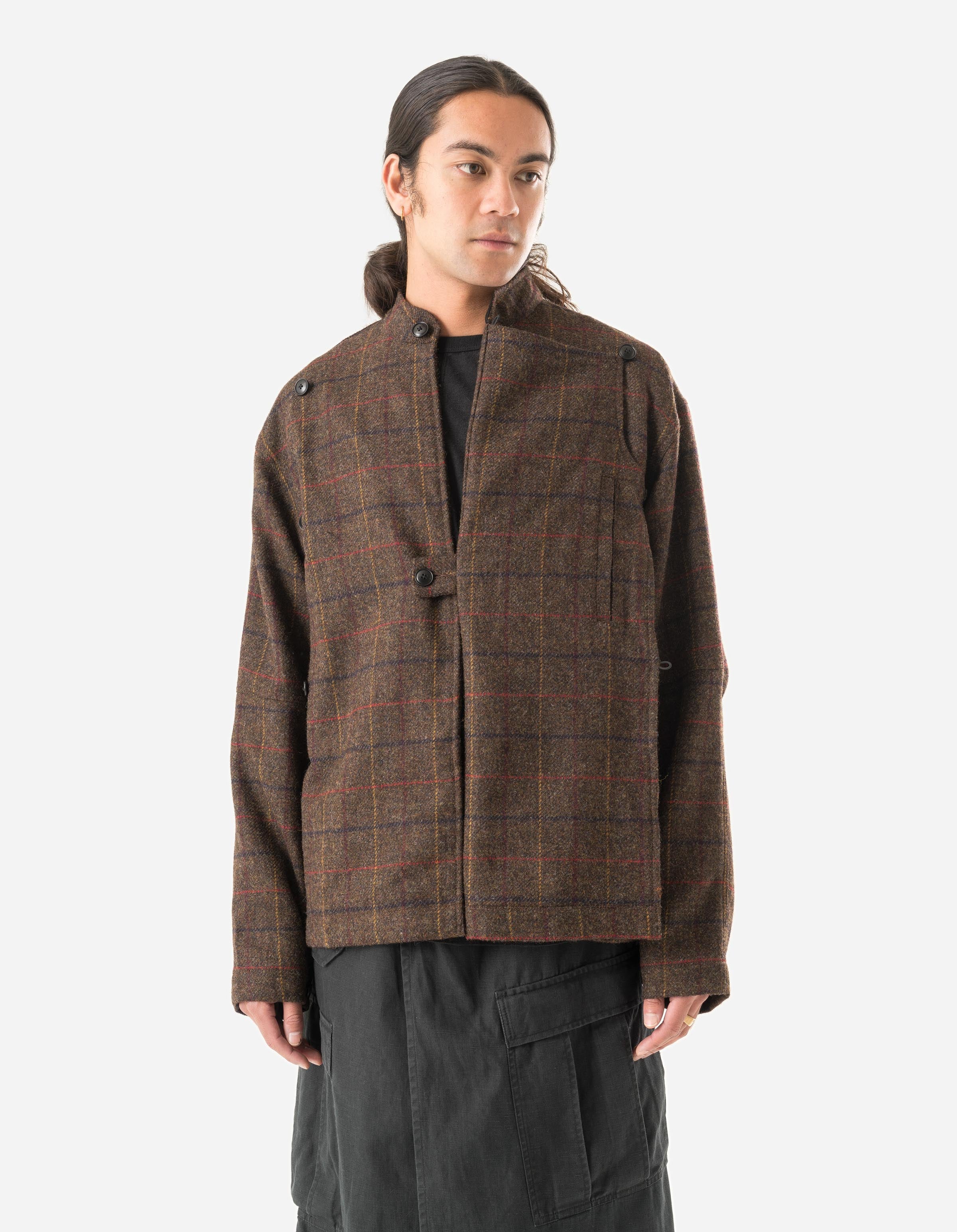 7114 Wool Asym Monk L/S Shirt Brown - Image 6