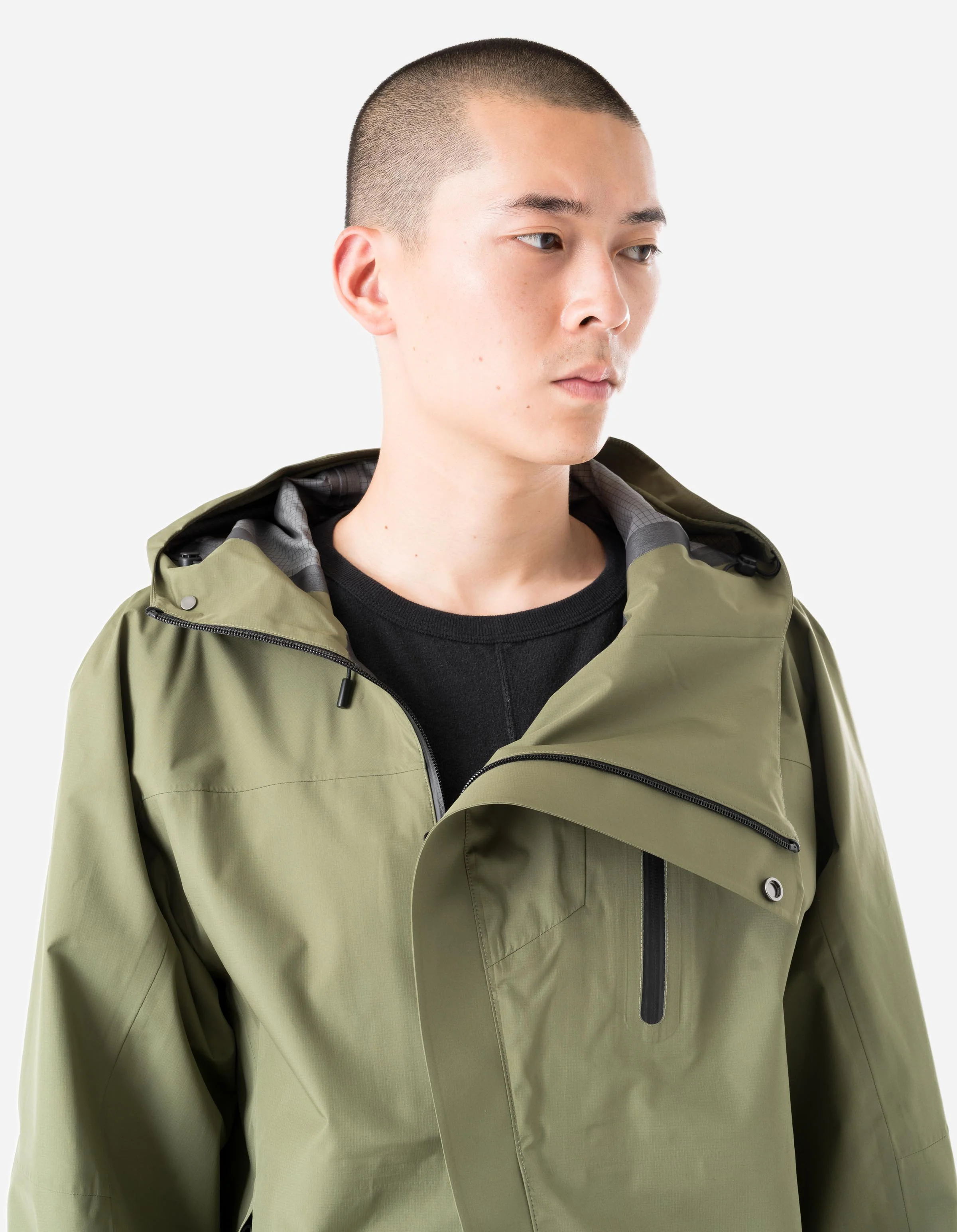 7185 Waterproof 3L Asym Storm Parka Olive OG-107F - Image 3