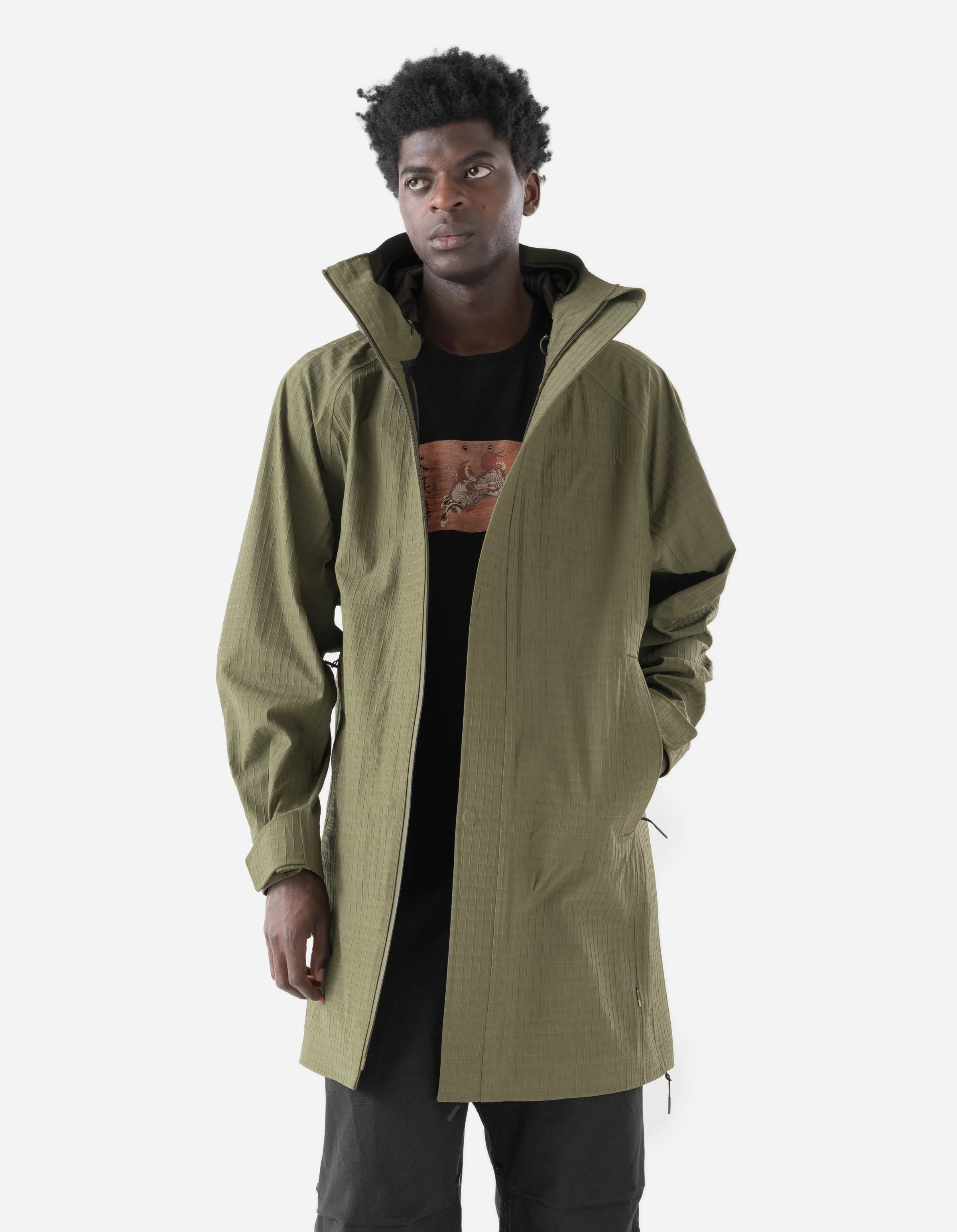 7200 Waterproof Tech Long Parka Olive OG-107F - Image 3