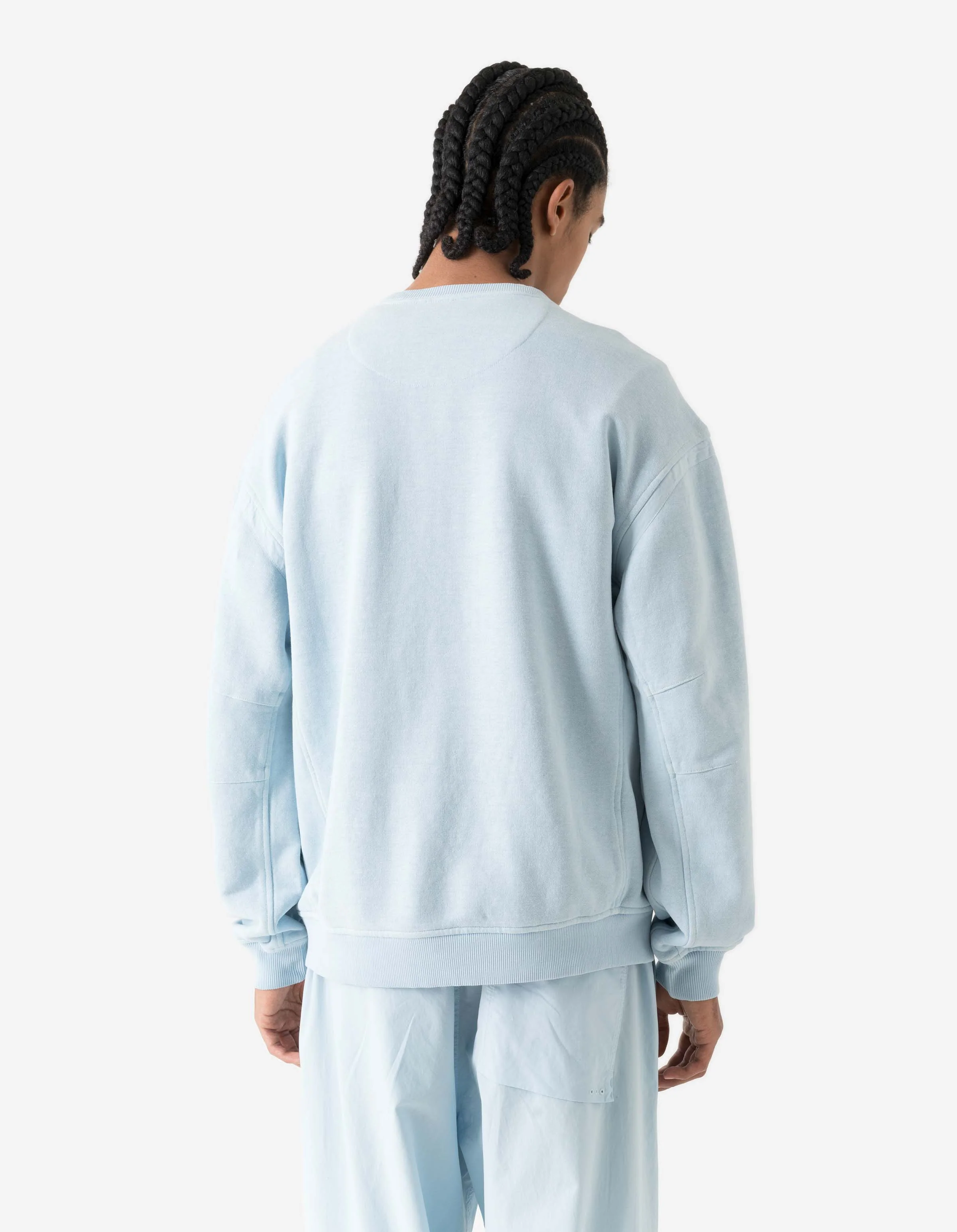 7207 Fabric Mix Cotton Crew Sweat Light Blue - Image 3