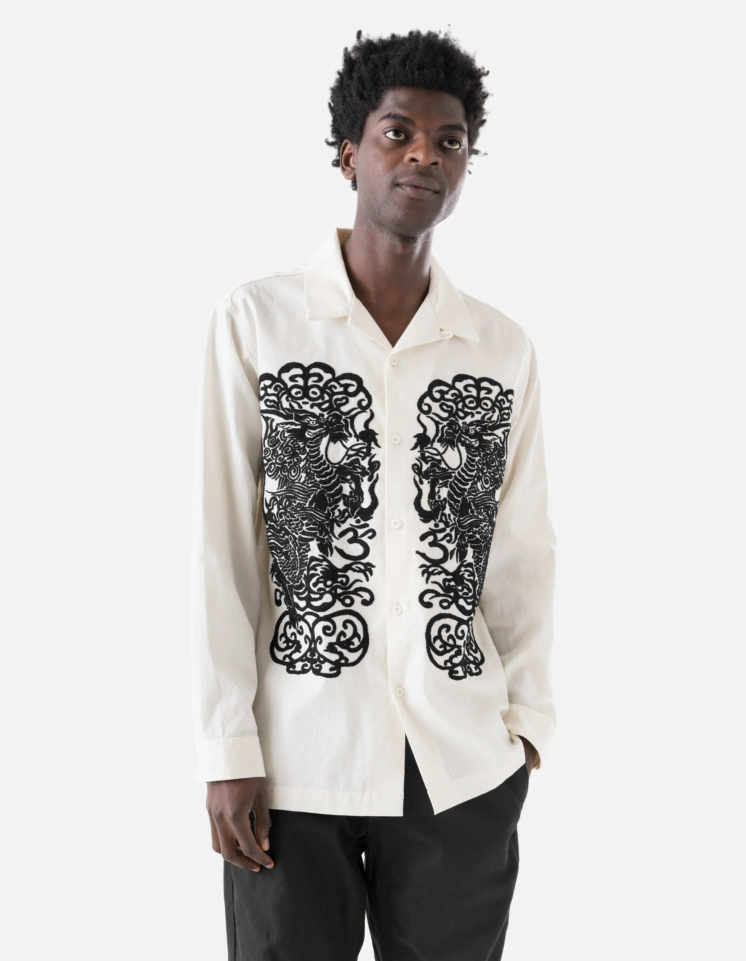 7236 Papel Picado Camp Collar Shirt Ecru - Image 3