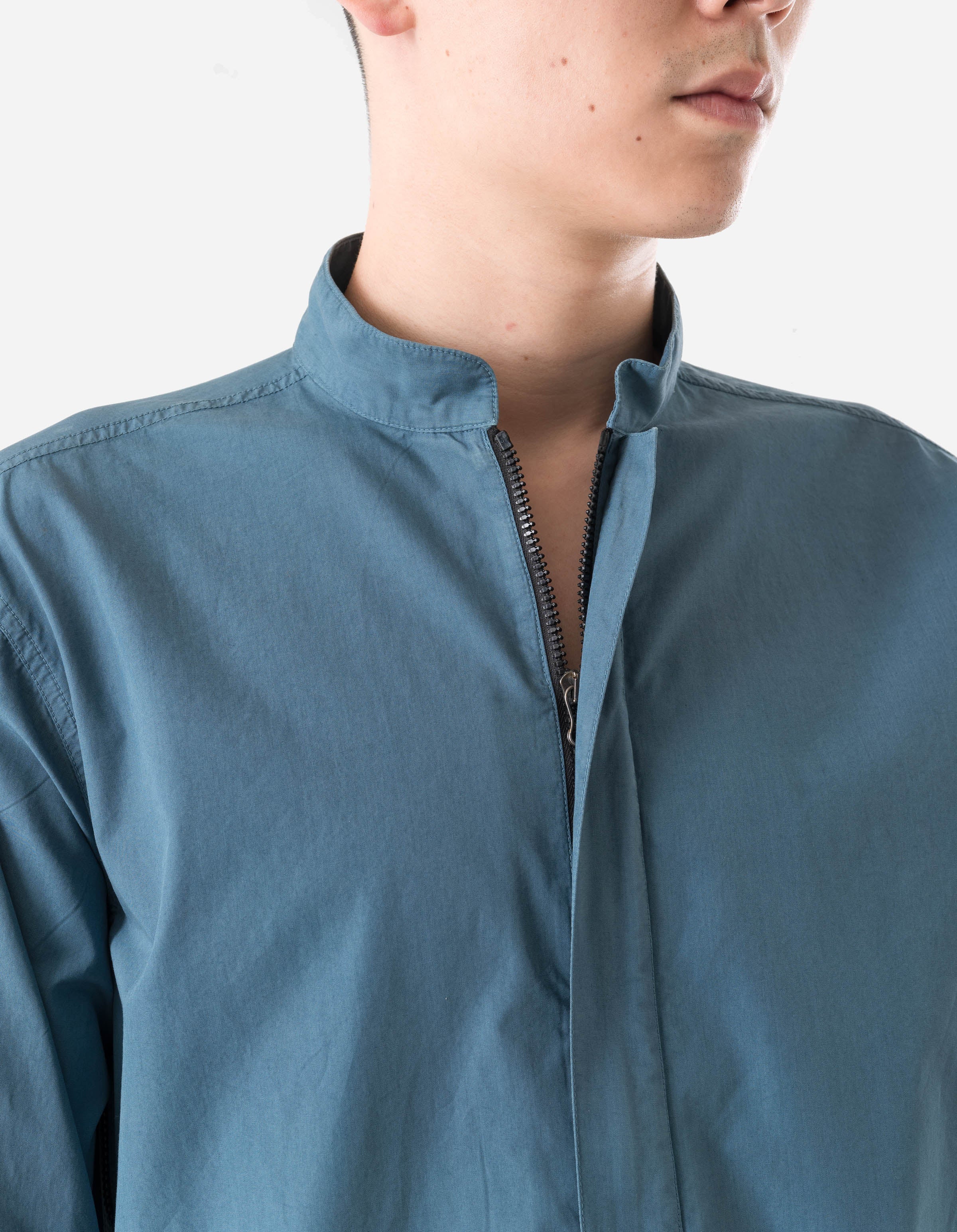 7409 Long Zipped Kurta Shirt Airforce Blue - Image 3