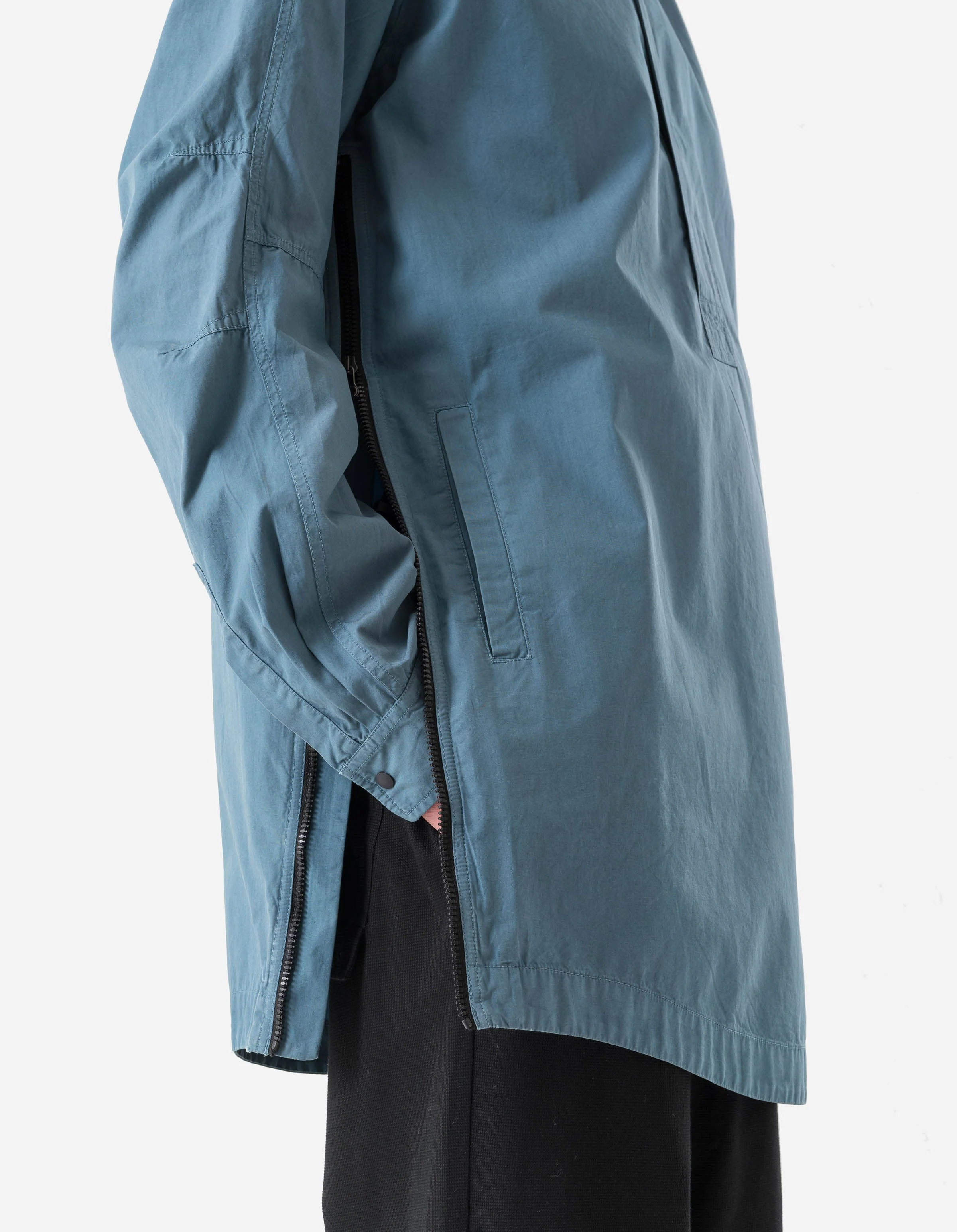 7409 Long Zipped Kurta Shirt Airforce Blue - Image 4