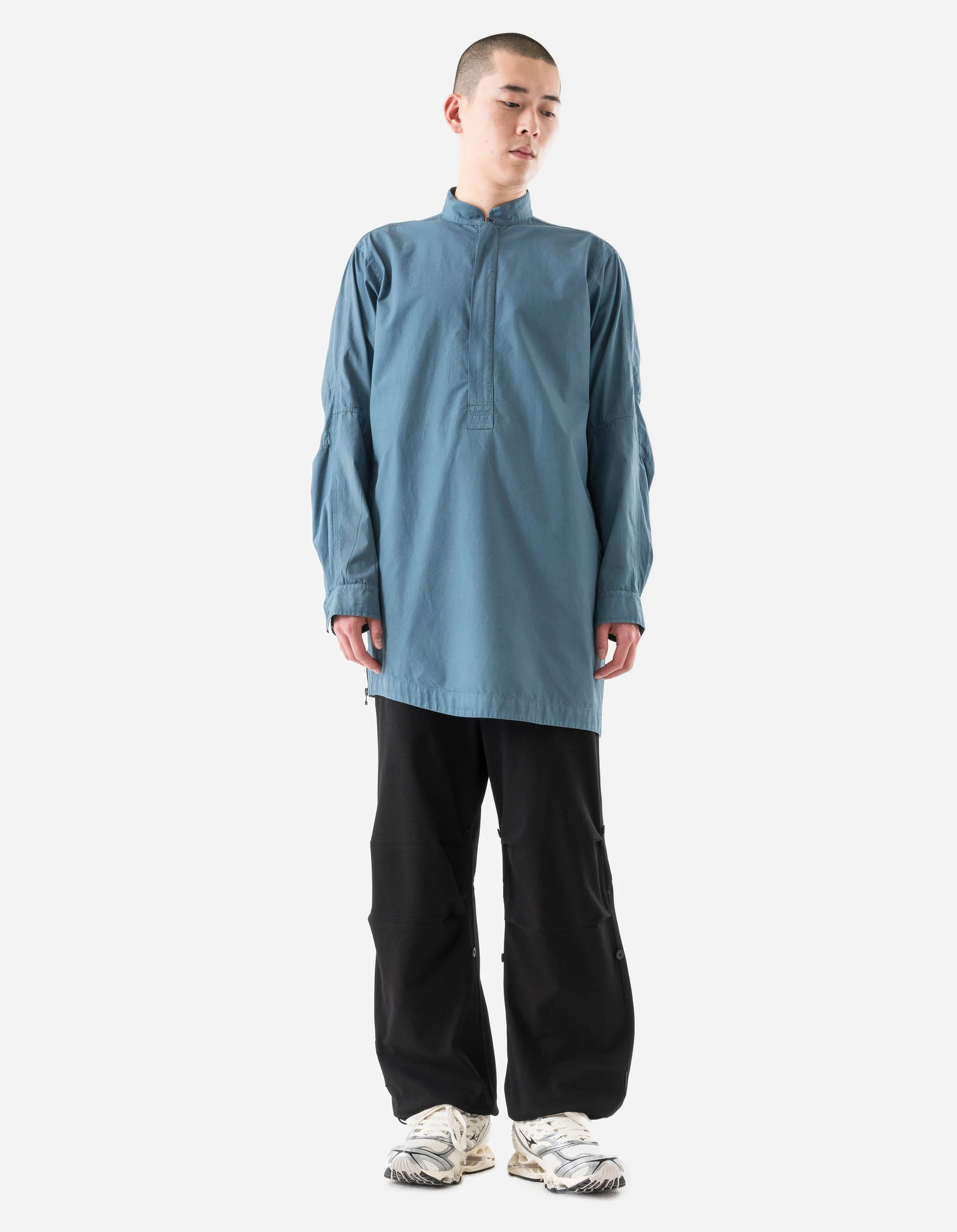 7409 Long Zipped Kurta Shirt Airforce Blue - Image 7